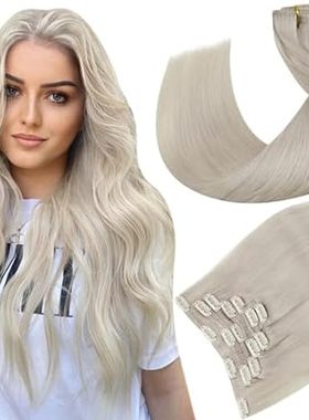 Hetto Blonde Human Hair Clip in Extensions 18 Inch #60 Pl