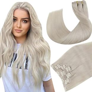 Hetto Blonde Human Hair Clip in Extensions 18 Inch #60 Pl