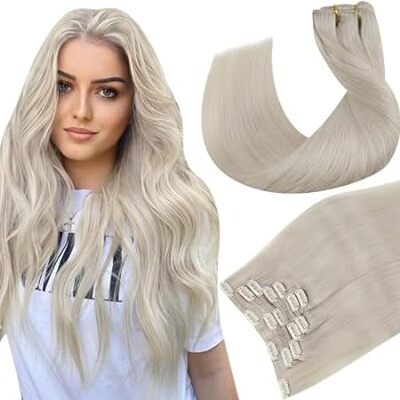 Hetto Blonde Human Hair Clip in Extensions 18 Inch #60 Pl