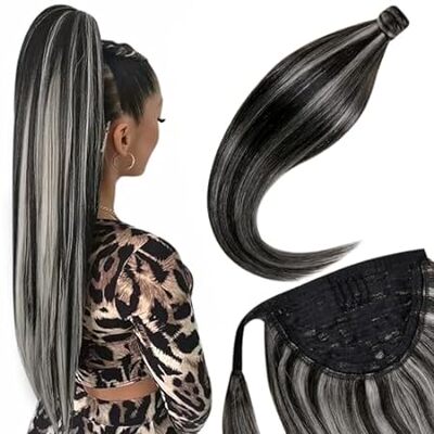 LaaVoo Ponytail Extension Human Hair Wrap Around Ponytail