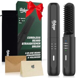 Beard Straightener for Men， REHOYO Portable Cordless Hair