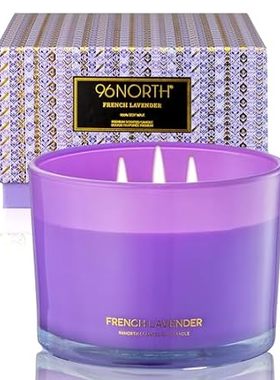 96NORTH Luxury Lavender Soy Candle | Large 3 Wick Jar Can