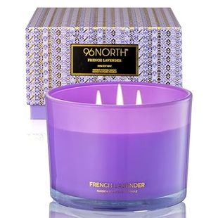 96NORTH Luxury Lavender Soy Candle | Large 3 Wick Jar Can