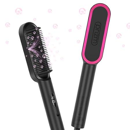 Prizm Hair Straightener Brush， 20s Fast Heating， Negative