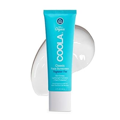 COOLA Organic Face Sunscreen SPF 50 Sunblock Lotion， Derm