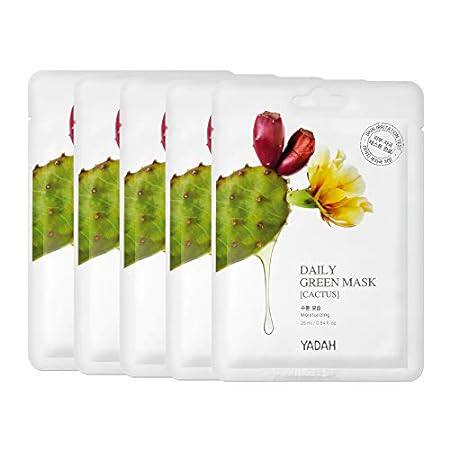 YADAH Daily Green Facial Sheet Mask， Cactus， Pack of 5 –