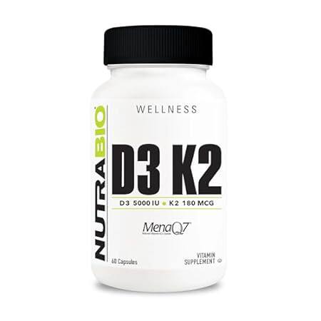 NutraBio Vitamin D3 K2 | 5000 IU D3 as Cholecalciferol wi
