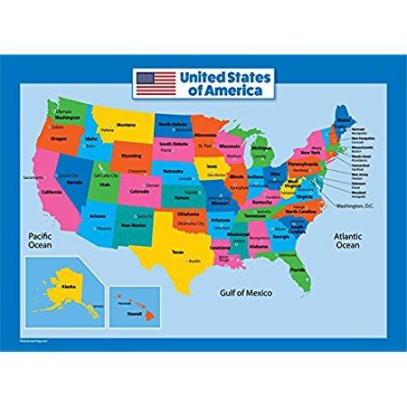 usa map for kids - laminated - united states wall chart map