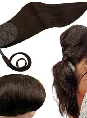 RUNATURE Dark Brown Ponytail Extension Real Human Hair Sh