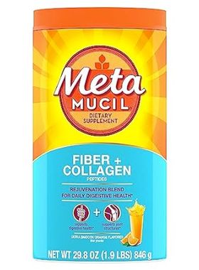 Metamucil Daily Fiber + Collagen， Psyllium Husk Powder， P