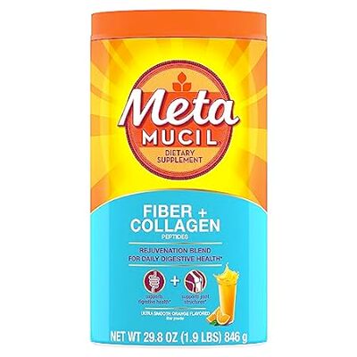 Metamucil Daily Fiber + Collagen， Psyllium Husk Powder， P