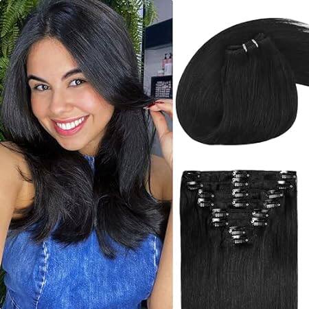 Clip in Hair Extensions Real Human Hair，Soft Natural Hand