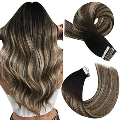 Moresoo Tape in Hair Extensions Human Hair Balayage Tape