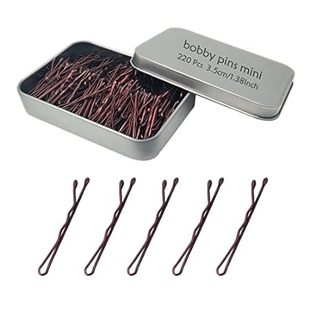 220 Count Mini Wavy 1.38 Inch Bobby Pins Brown, YINGFENG