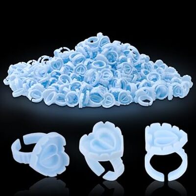 Pretty memory 300 Pcs Glue Rings for Eyelash Extensions，