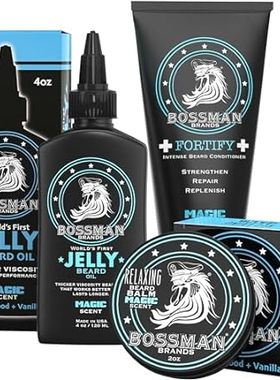 Bossman Essentials Beard Kit for Men - Beard Oil Jelly， F