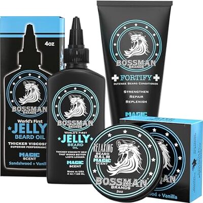 Bossman Essentials Beard Kit for Men - Beard Oil Jelly， F