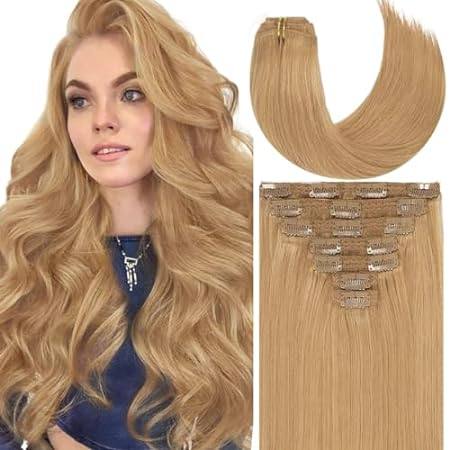 Caliee Real Hair Extensions Clip in Human Hair for Full H