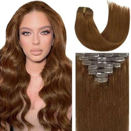 Caliee Clip in Hair Extensions Human Hair Chocolate Brown