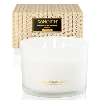 96NORTH Luxury Vanilla Soy Candles | Large 3 Wick Jar Can