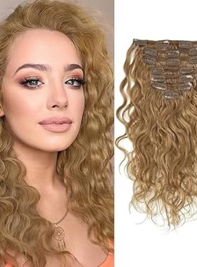 Caliee 20Inch Full Head Curly Clip in Hair Extension Stra
