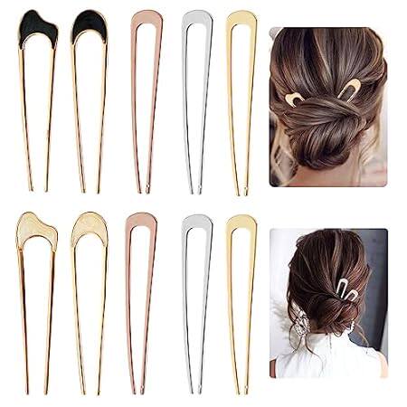 10 Pieces Metal U Shaped Hair Pins French Hair Pin Bobby