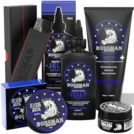 Bossman Complete Beard Kit - Men's Beard Oil Jelly， Forti