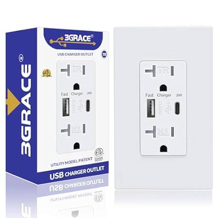 USB Wall Outlet， USB Charger Outlets Receptacles with 4.2