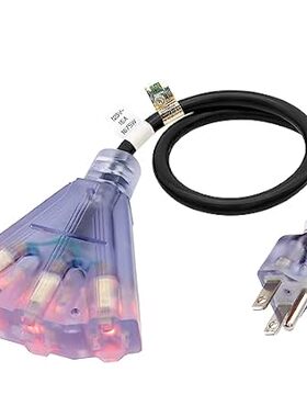 FIRMERST 2FT 3 Outlets Lighted Outdoor Extension Cord 187