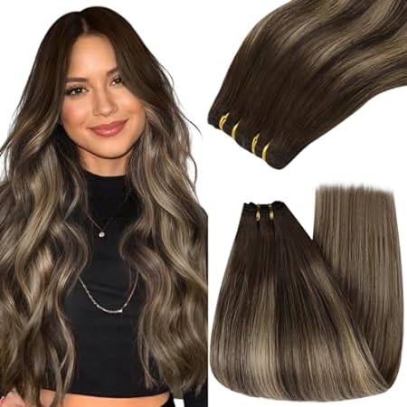 YoungSee Sew in Human Hair Extensions Brown Balayage Weft