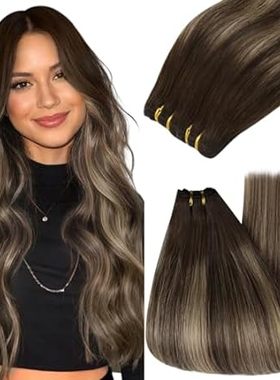 YoungSee Sew in Human Hair Extensions Brown Balayage Weft