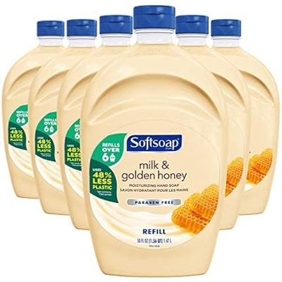 Softsoap Hand Soap Refill， Milk and Golden Honey， Bathroo