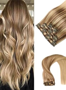 VINBAO Clip in Hair Extensions Human Remy Hair 20 Inch 6p