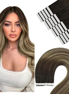 YoungSee Human Hair Tape in Extensions Balayage Dark Brow