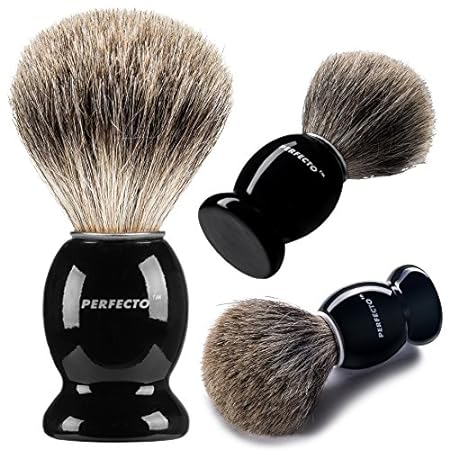 Perfecto 100% Pure Badger Shaving Brush-Black Handle- Eng