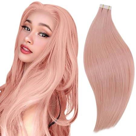 RUNATURE Light Pink Colored Tape in Hair Extensions Human