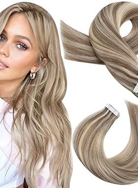 Moresoo Tape in Extensions Human Hair Highlighted Blonde