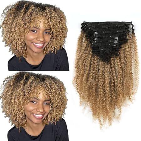 4B 4C Afro Curly Clip in Human Hair Extensions for Black