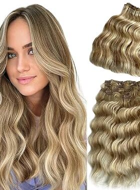 20inch Blonde Hair Extension 70g Curly Clip in Hair Exten