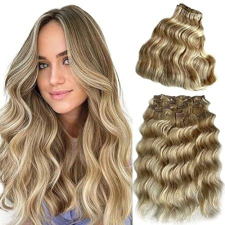 20inch Blonde Hair Extension 70g Curly Clip in Hair Exten