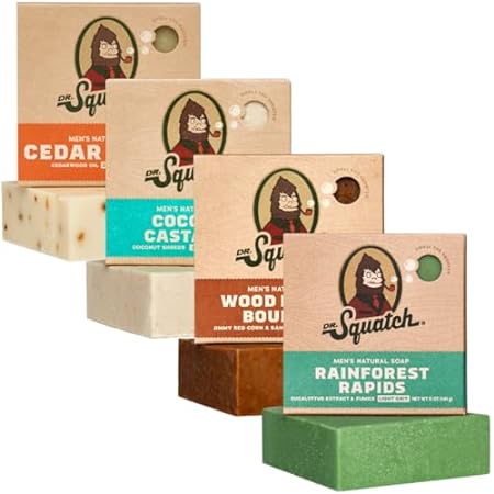 Dr. Squatch All Natural Bar Soap for Men， 4 Bar Variety P