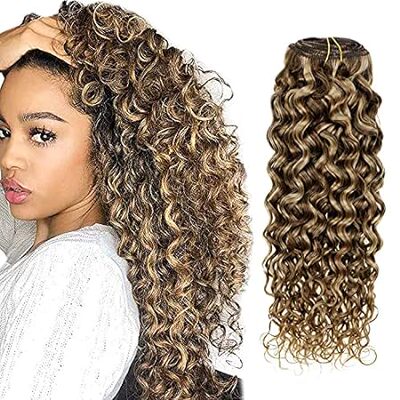 Hetto Clip in Curly Hair Extensions Human Hair #P4/27 Dar