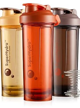 Super Hydro Protein Shaker Bottle [3 PACK] - 28 Oz. BPA-F