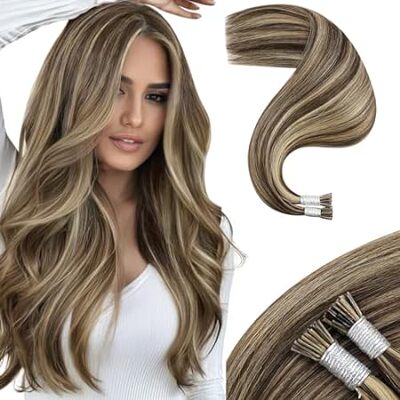 Moresoo I Tip Hair Extensions Human Hair Blonde Pre Bonde