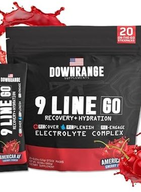 DownRange 9 Line Go Recovery + Hydration Powder Packets，