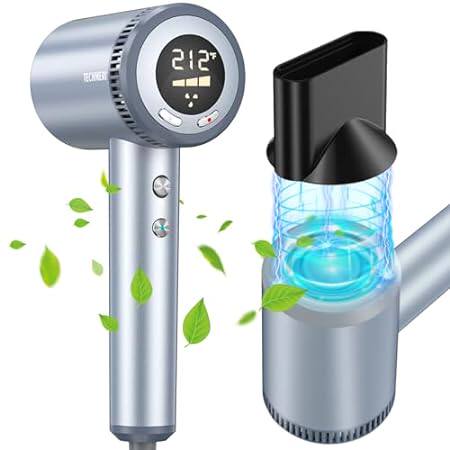 TECHMERI Hair Dryer Ionic Blow Dryer 110， 000 RPM Brushle