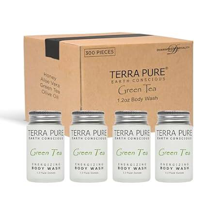 Terra Pure Green Tea Body Wash， 1.2 oz. In Jam Jar With O