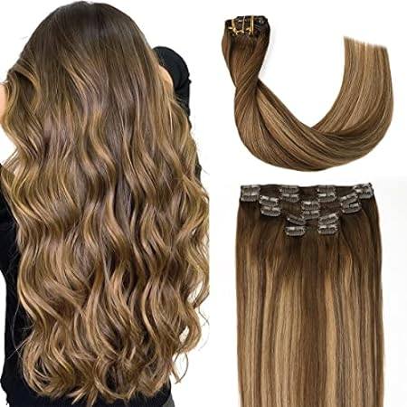 Hair Extensions Real Human Hair Clip ins 14Inch Balayage