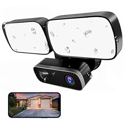 LIZVIE Floodlight Camera Outdoor， 1080P HD WiFi Security