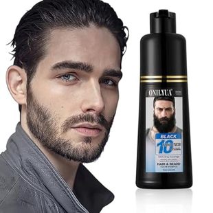 Black Mens Beard Dye For Men 3 in 1， 10 Minutes Gray Hair
